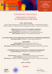 Conférence inaugurale – Conditions et effets de la convention d’arbitrage